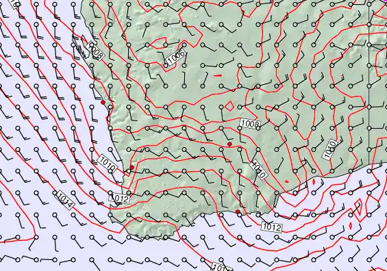 Perth forecast chart for Saturday, January 3rd, 2026 at 6:00 PM