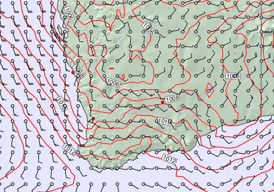 Perth forecast chart for Sunday, January 4th, 2026 at 6:00 PM