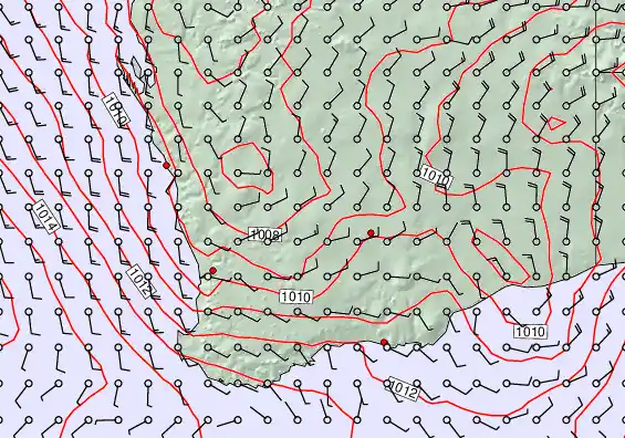 Perth forecast chart for Monday, January 5th, 2026 at 12:00 AM