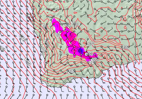 Perth forecast chart for Tuesday, January 6th, 2026 at 12:00 PM