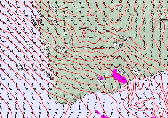 Perth forecast chart for Wednesday, January 7th, 2026 at 12:00 AM