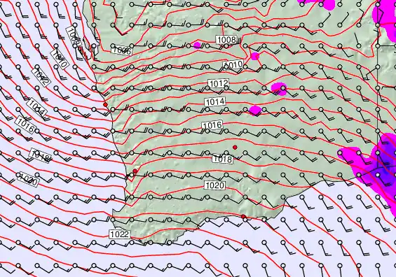 Perth forecast chart for Thursday, January 8th, 2026 at 12:00 AM
