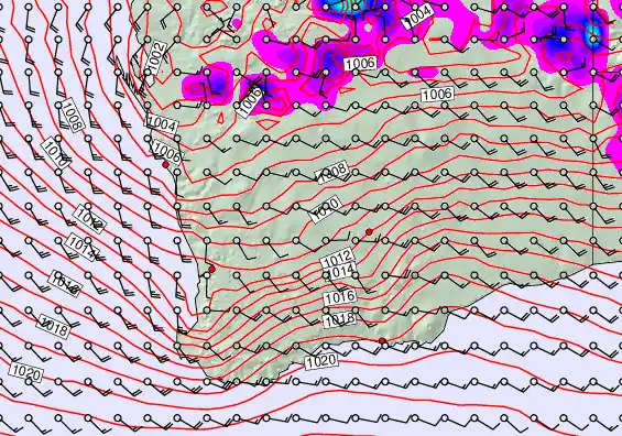 Perth forecast chart for Thursday, January 8th, 2026 at 12:00 PM