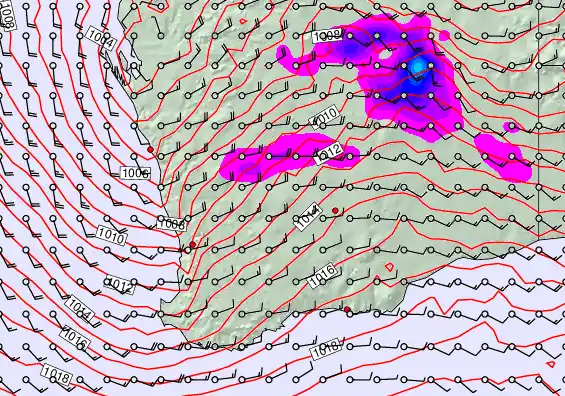 Perth forecast chart for Friday, January 9th, 2026 at 12:00 AM