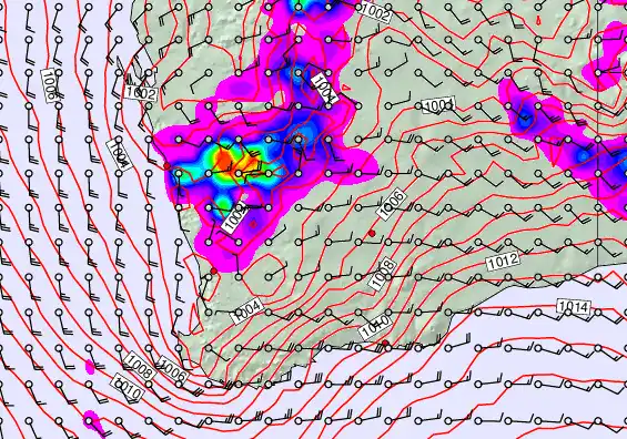 Perth forecast chart for Friday, January 9th, 2026 at 12:00 PM