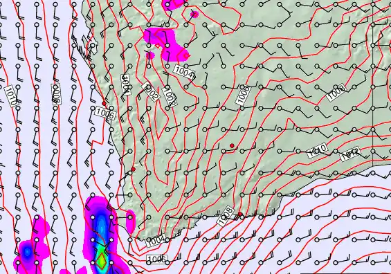 Perth forecast chart for Saturday, February 14th, 2026 at 12:00 PM