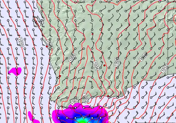 Perth forecast chart for Sunday, February 15th, 2026 at 12:00 AM