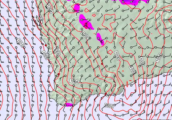 Perth forecast chart for Sunday, February 15th, 2026 at 12:00 PM