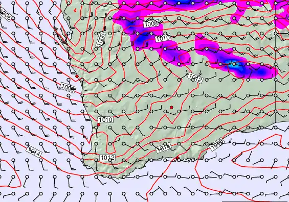 Perth forecast chart for Wednesday, February 18th, 2026 at 12:00 PM