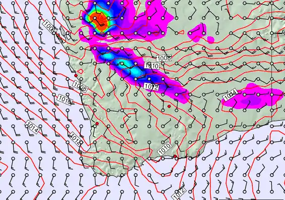 Perth forecast chart for Thursday, February 19th, 2026 at 12:00 PM