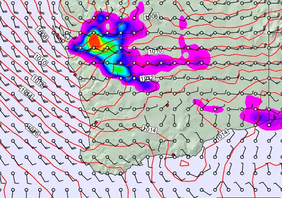 Perth forecast chart for Friday, February 20th, 2026 at 12:00 AM