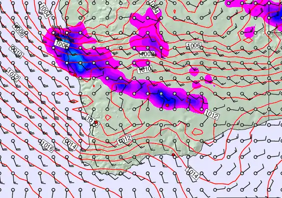 Perth forecast chart for Friday, February 20th, 2026 at 12:00 PM