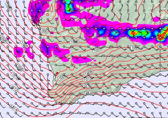 Perth forecast chart for Saturday, February 21st, 2026 at 12:00 PM