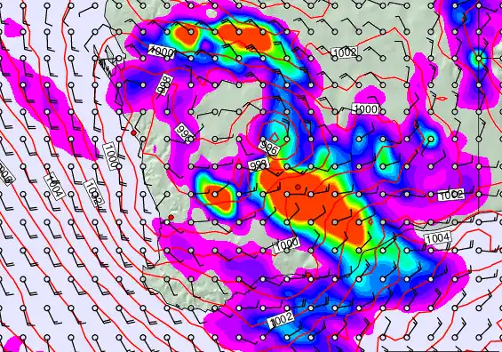 Perth forecast chart for Sunday, February 22nd, 2026 at 6:00 PM