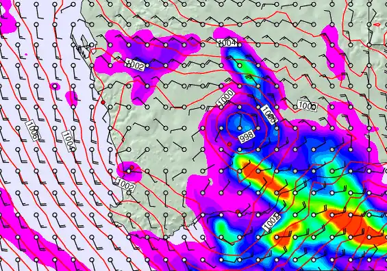 Perth forecast chart for Monday, February 23rd, 2026 at 12:00 AM