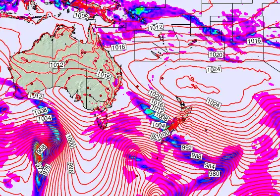 South West Pacific forecast chart for Wednesday, September 17th, 2025 at 6:00 AM