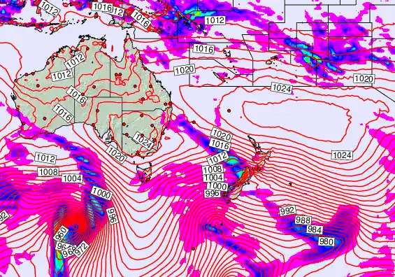 South West Pacific forecast chart for Wednesday, September 17th, 2025 at 12:00 PM