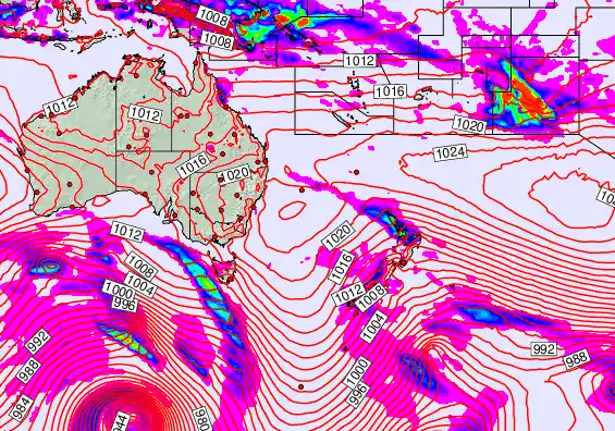 South West Pacific forecast chart for Thursday, September 18th, 2025 at 6:00 AM