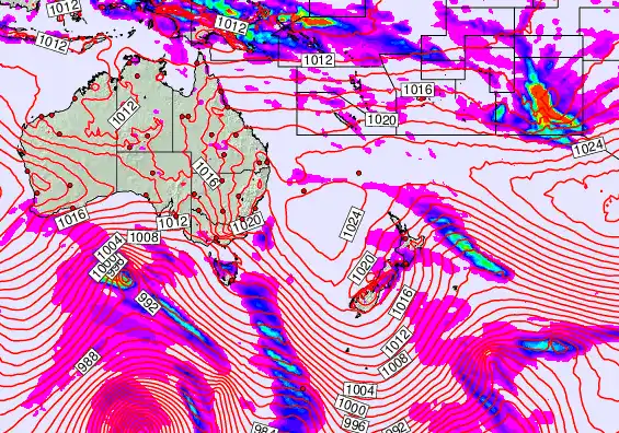 South West Pacific forecast chart for Thursday, September 18th, 2025 at 6:00 PM