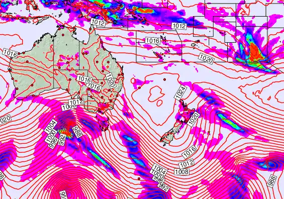 South West Pacific forecast chart for Friday, September 19th, 2025 at 12:00 AM