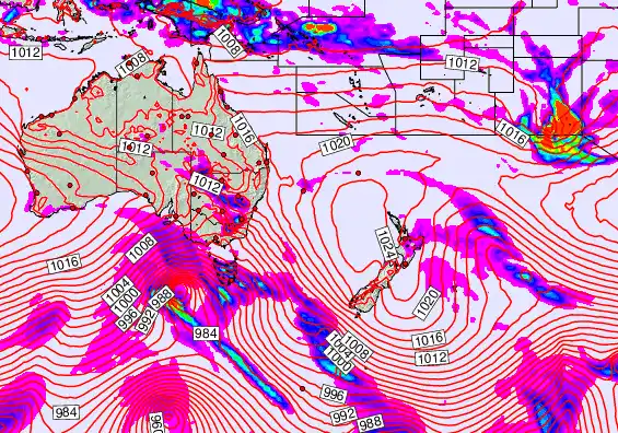 South West Pacific forecast chart for Friday, September 19th, 2025 at 6:00 AM