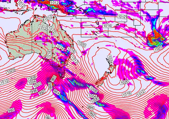 South West Pacific forecast chart for Friday, September 19th, 2025 at 12:00 PM