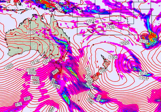 South West Pacific forecast chart for Friday, September 19th, 2025 at 6:00 PM