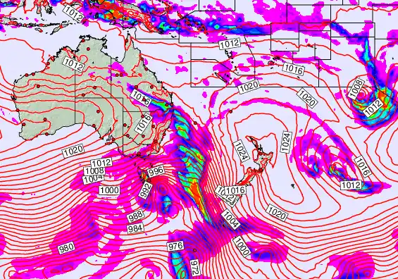 South West Pacific forecast chart for Saturday, September 20th, 2025 at 12:00 AM