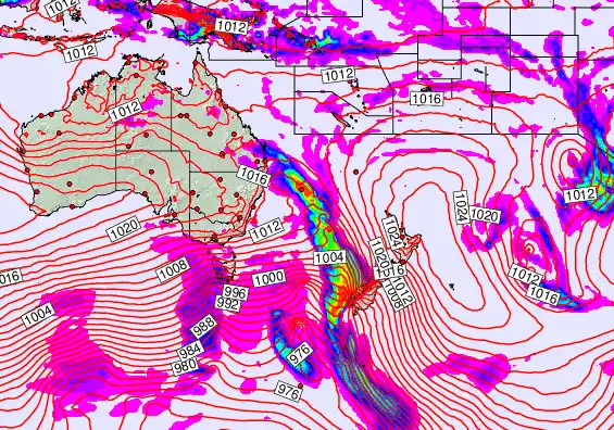 South West Pacific forecast chart for Saturday, September 20th, 2025 at 12:00 PM