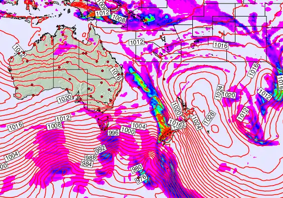 South West Pacific forecast chart for Saturday, September 20th, 2025 at 6:00 PM