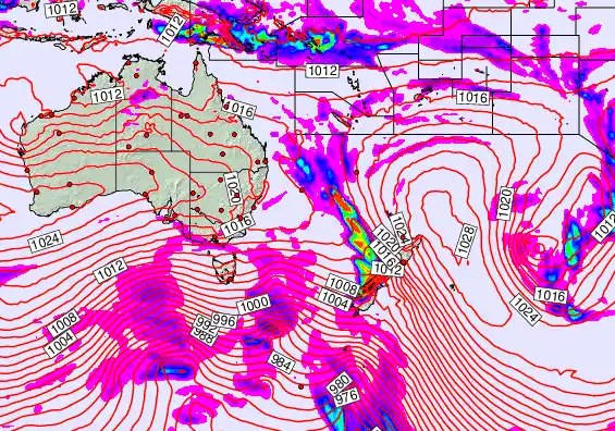 South West Pacific forecast chart for Sunday, September 21st, 2025 at 12:00 AM
