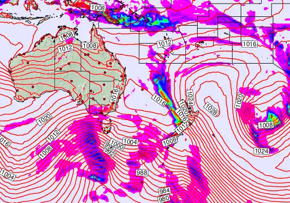 South West Pacific forecast chart for Sunday, September 21st, 2025 at 6:00 AM