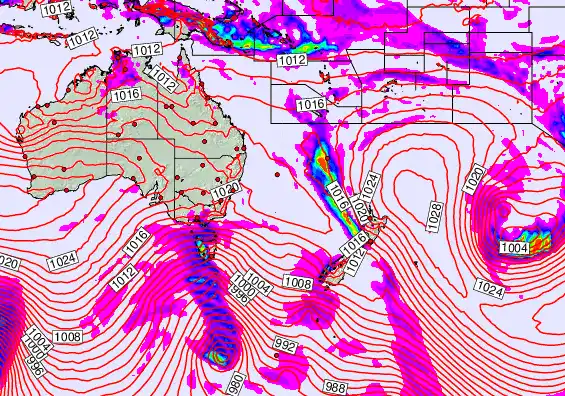 South West Pacific forecast chart for Sunday, September 21st, 2025 at 12:00 PM