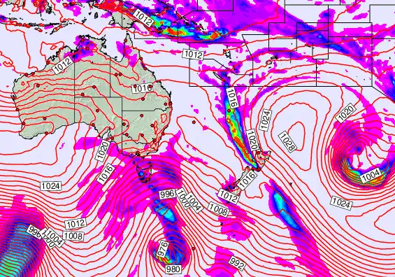 South West Pacific forecast chart for Sunday, September 21st, 2025 at 6:00 PM