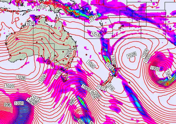 South West Pacific forecast chart for Monday, September 22nd, 2025 at 12:00 AM