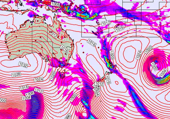 South West Pacific forecast chart for Monday, September 22nd, 2025 at 6:00 AM
