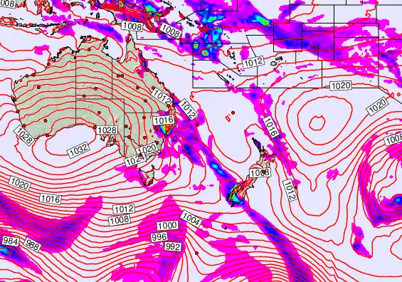 South West Pacific forecast chart for Tuesday, September 23rd, 2025 at 6:00 AM