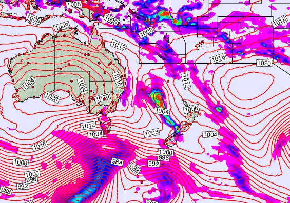 South West Pacific forecast chart for Wednesday, September 24th, 2025 at 6:00 AM
