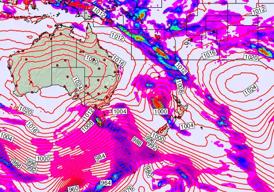 South West Pacific forecast chart for Wednesday, September 24th, 2025 at 6:00 PM