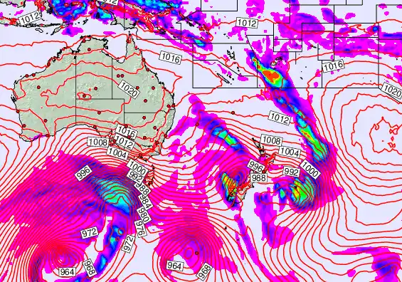 South West Pacific forecast chart for Friday, September 26th, 2025 at 12:00 AM