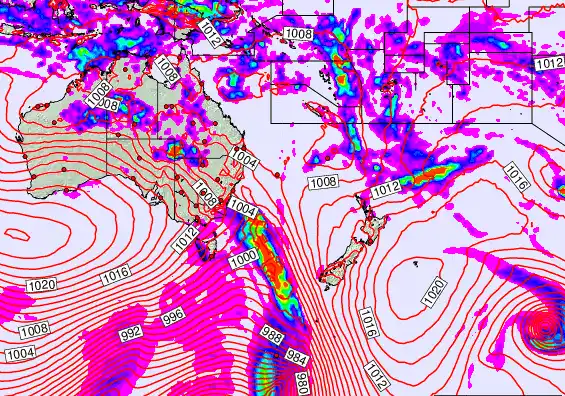 South West Pacific forecast chart for Thursday, February 12th, 2026 at 12:00 AM