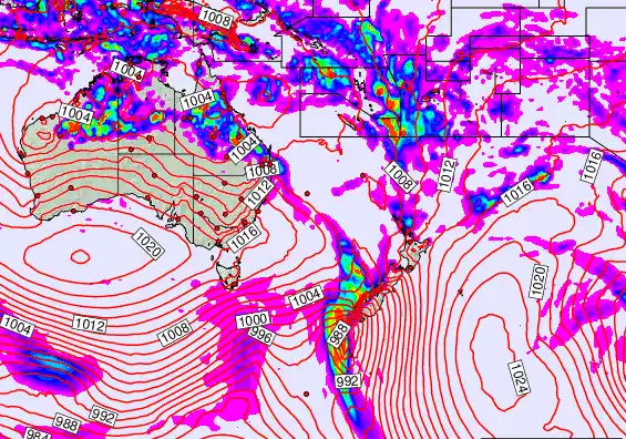 South West Pacific forecast chart for Thursday, February 12th, 2026 at 6:00 PM