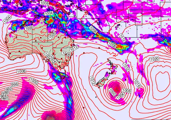 South West Pacific forecast chart for Tuesday, February 17th, 2026 at 6:00 AM