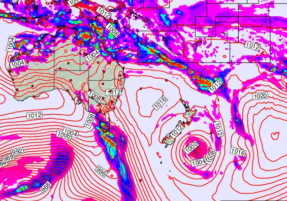 South West Pacific forecast chart for Tuesday, February 17th, 2026 at 12:00 PM