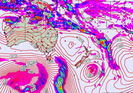 South West Pacific forecast chart for Wednesday, February 18th, 2026 at 12:00 AM