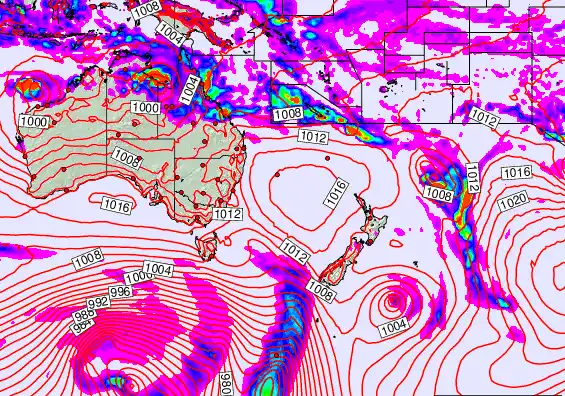 South West Pacific forecast chart for Wednesday, February 18th, 2026 at 6:00 AM