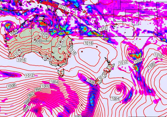 South West Pacific forecast chart for Wednesday, February 18th, 2026 at 12:00 PM