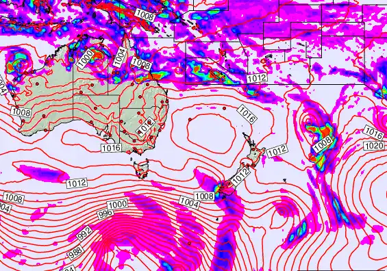 South West Pacific forecast chart for Wednesday, February 18th, 2026 at 6:00 PM