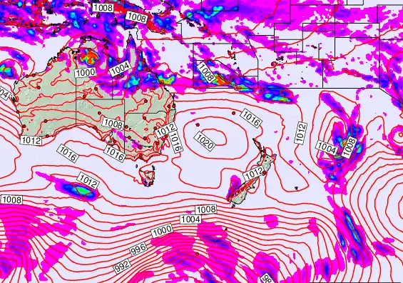 South West Pacific forecast chart for Thursday, February 19th, 2026 at 6:00 AM