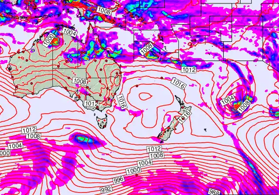 South West Pacific forecast chart for Thursday, February 19th, 2026 at 6:00 PM